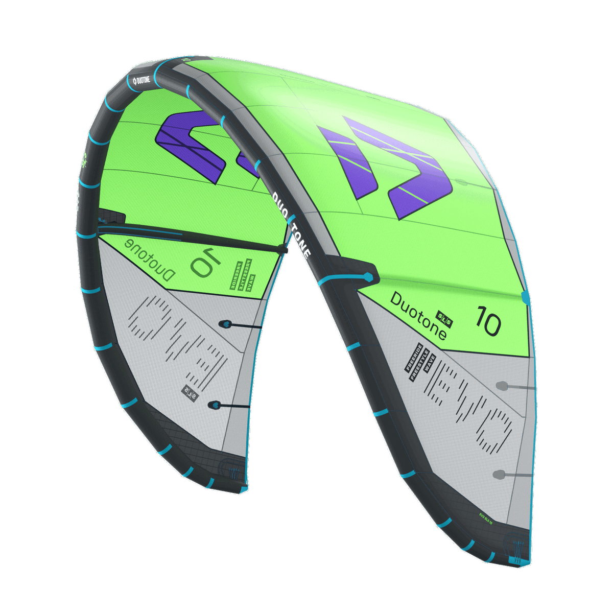 Duotone Evo SLS 2027 Kite, Light Lime/Grey, manufacturer product view 1.