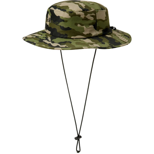 Camouflage bucket hat with chin strap on a white background
