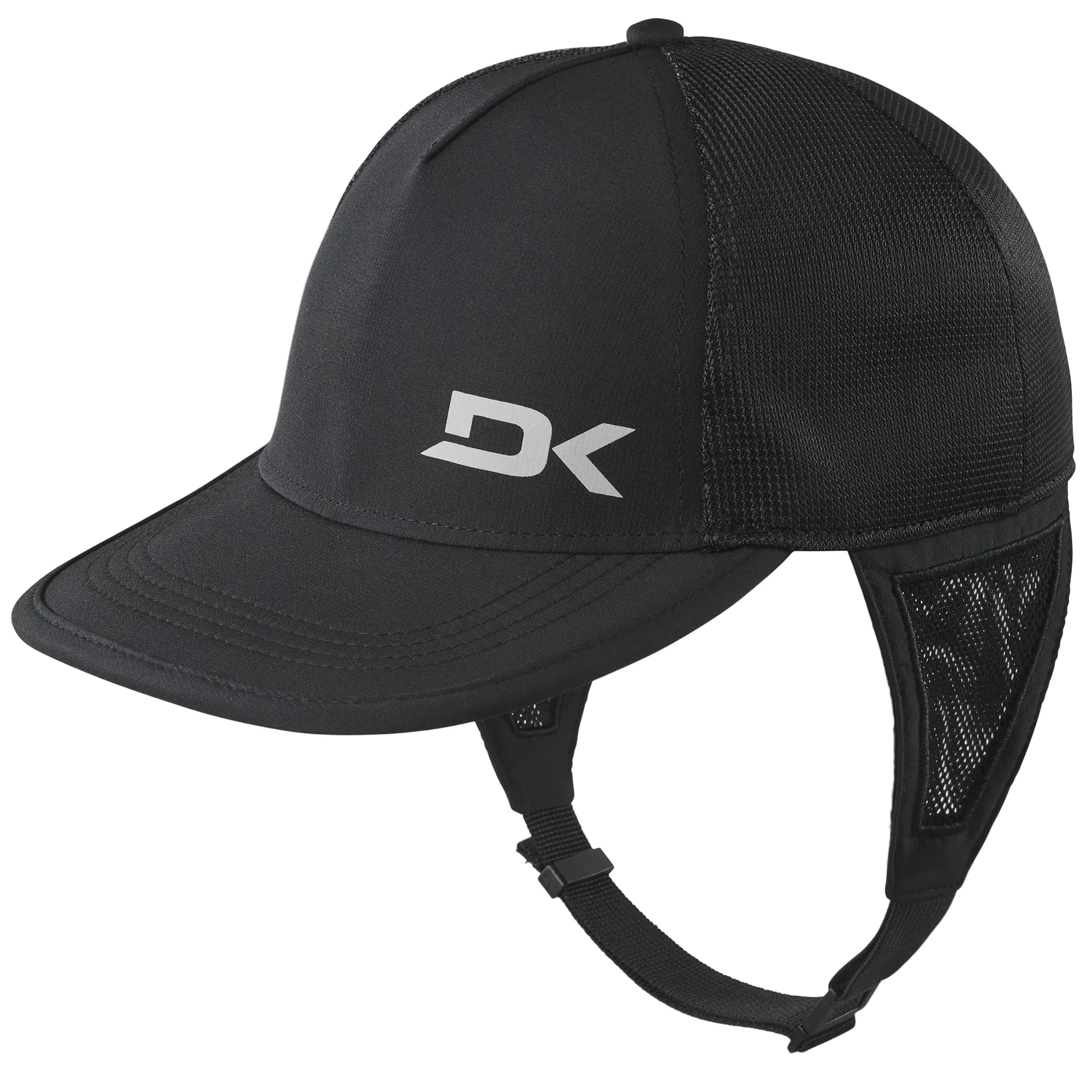 Black cap with a brand logo on a white background