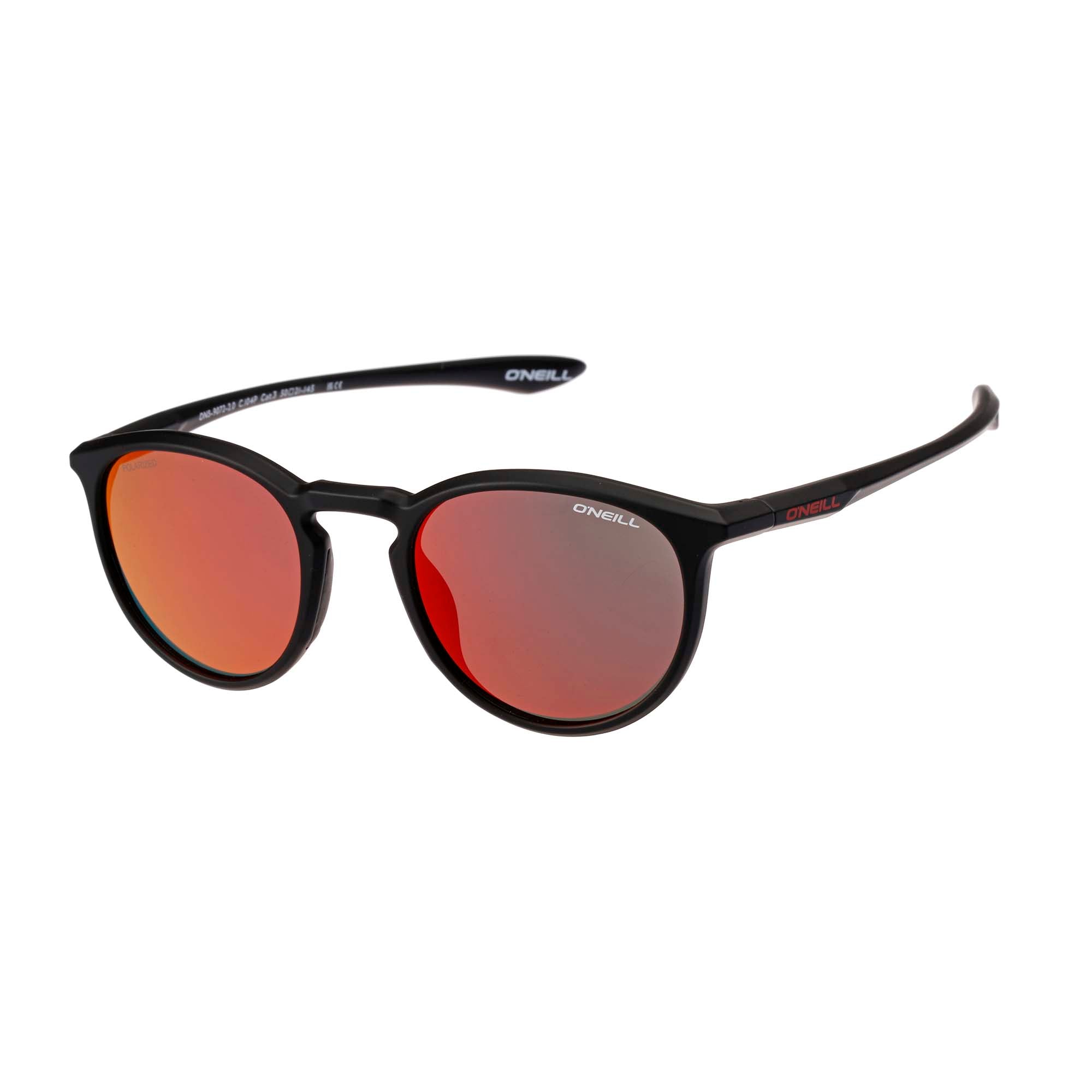 Round black sunglasses red lenses