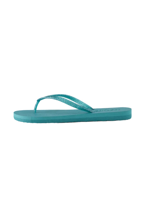 Teal flip-flop sandal on a white background