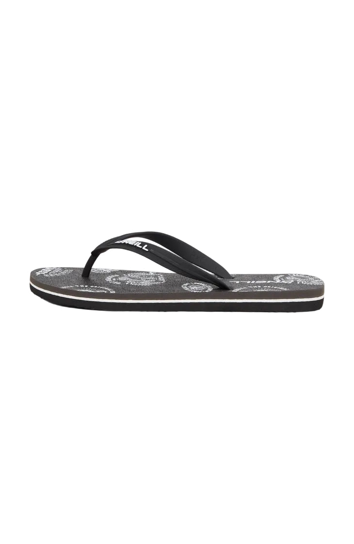 Black sandal with thin straps on a white background