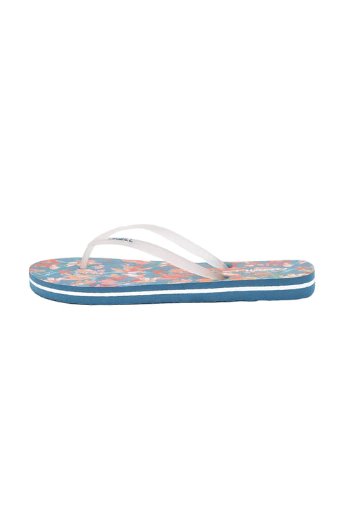 Flip-flop with floral pattern on a white background