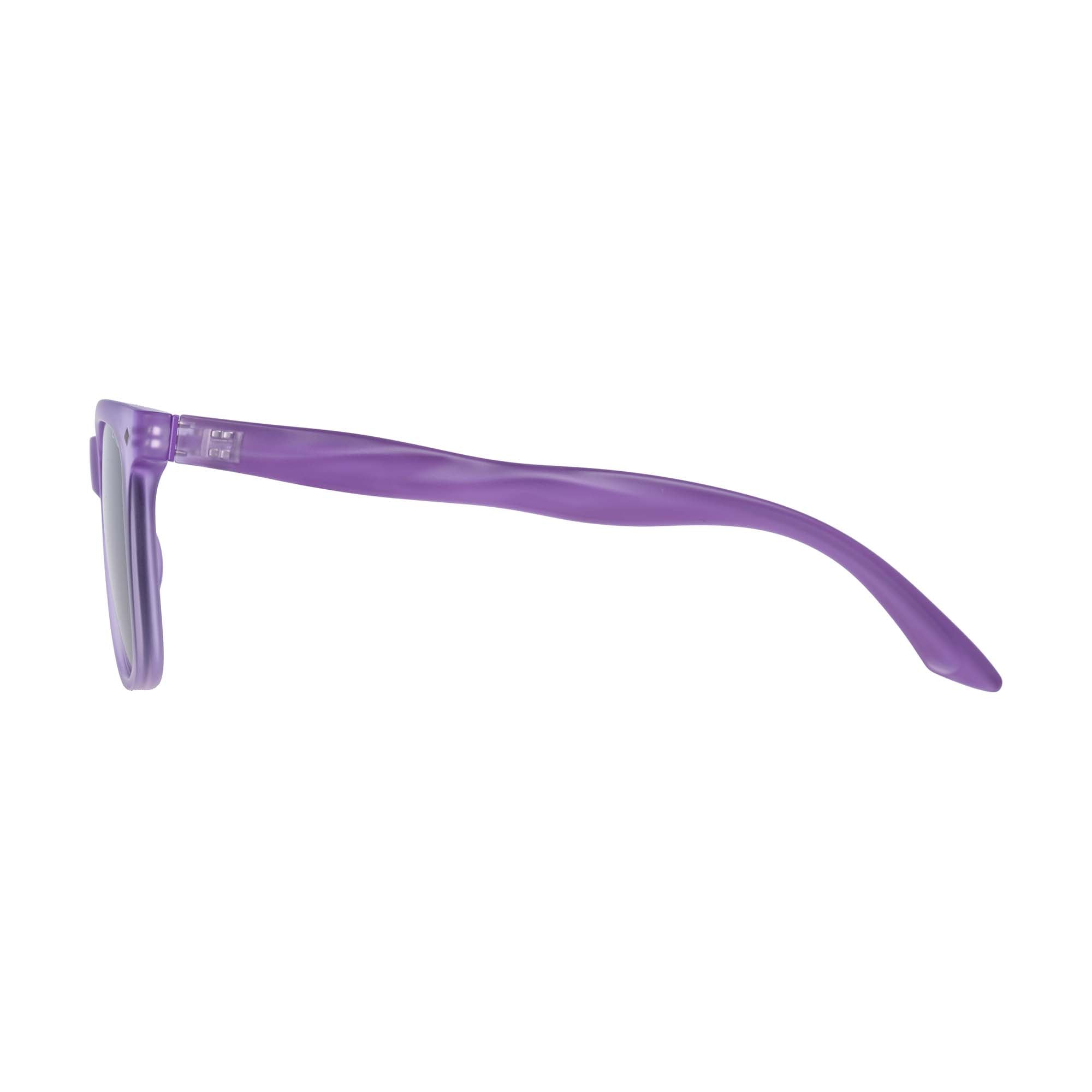 Purple eyeglasses on a white background