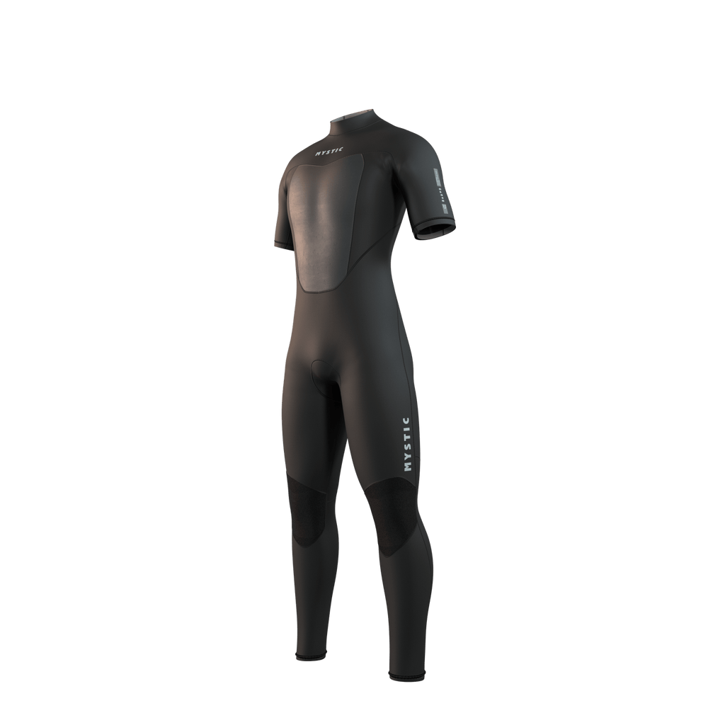 Mystic - Brand Shortarm 3/2mm BackZip Flatlock - Black - 2026 - The Kitesurf Centre