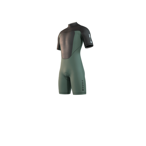 Mystic - Brand Shorty 3/2mm BackZip Flatlock - Dark Olive - 2026 - The Kitesurf Centre