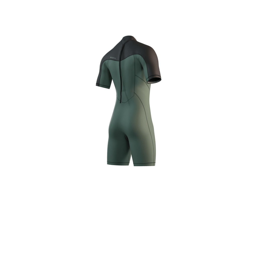 Mystic - Brand Shorty 3/2mm BackZip Flatlock - Dark Olive - 2026 - The Kitesurf Centre