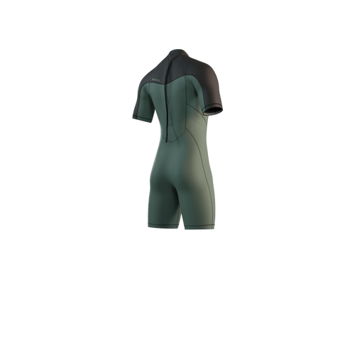 Mystic - Brand Shorty 3/2mm BackZip Flatlock - Dark Olive - 2026 - The Kitesurf Centre