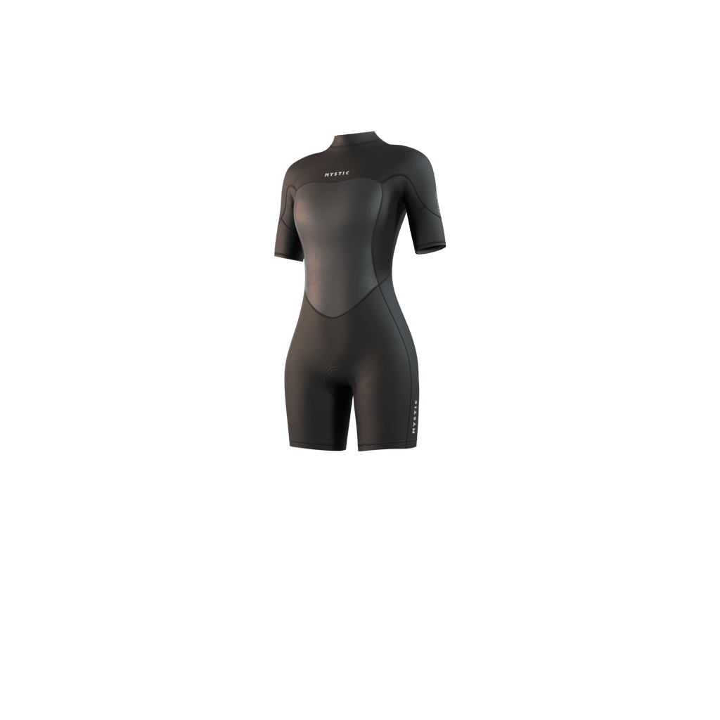 Mystic - Brand Shorty 3/2mm BackZip Flatlock Women - Black - 2026 - The Kitesurf Centre