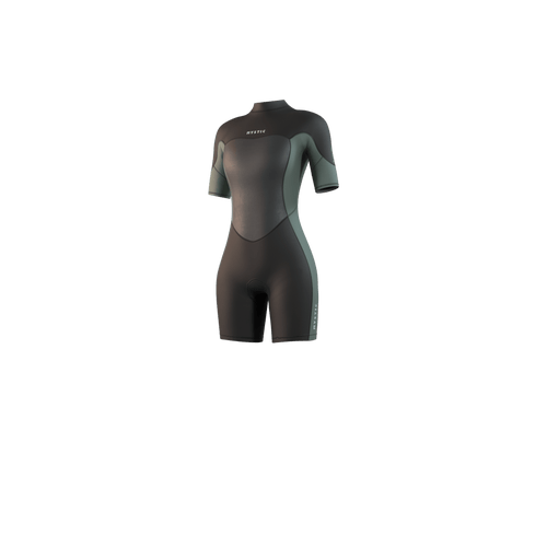 Mystic - Brand Shorty 3/2mm BackZip Flatlock Women - Dark Olive - 2026 - The Kitesurf Centre
