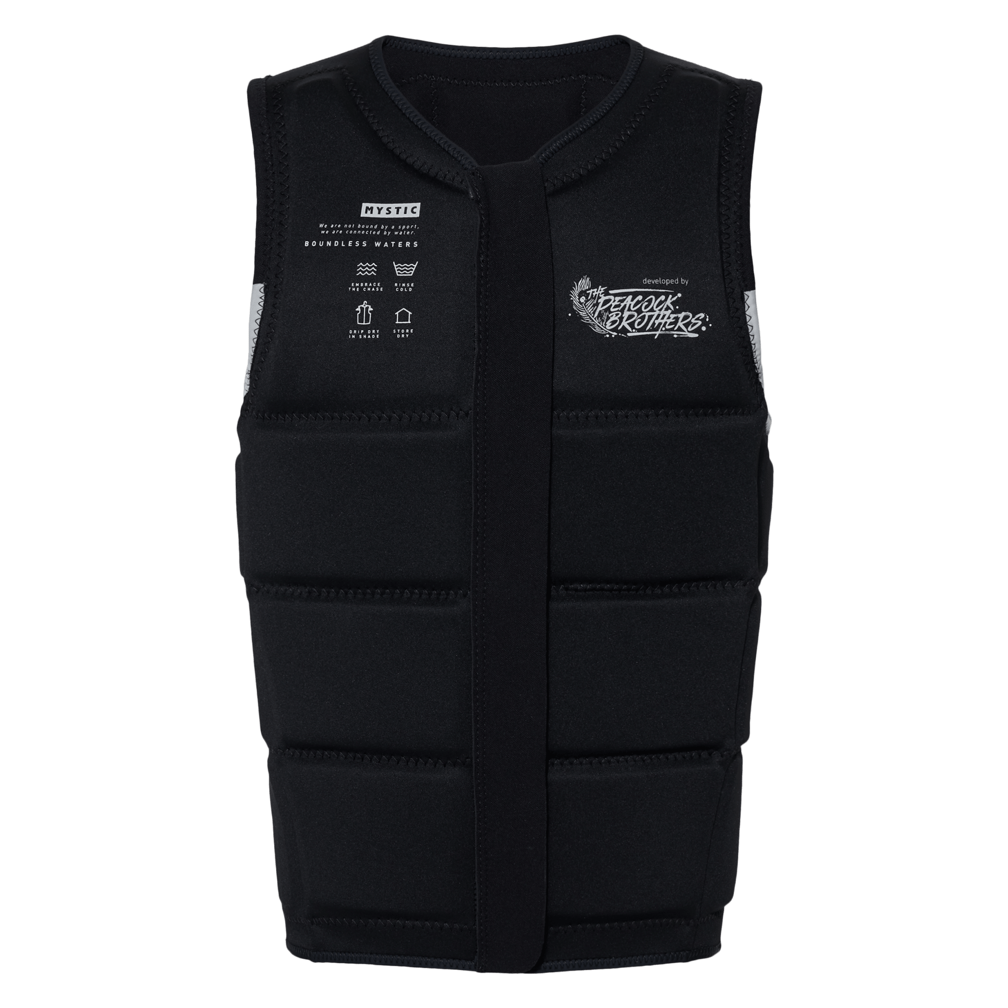 Mystic - Peacock Impact Vest Fzip Wake - Black / White - 2026 - The Kitesurf Centre