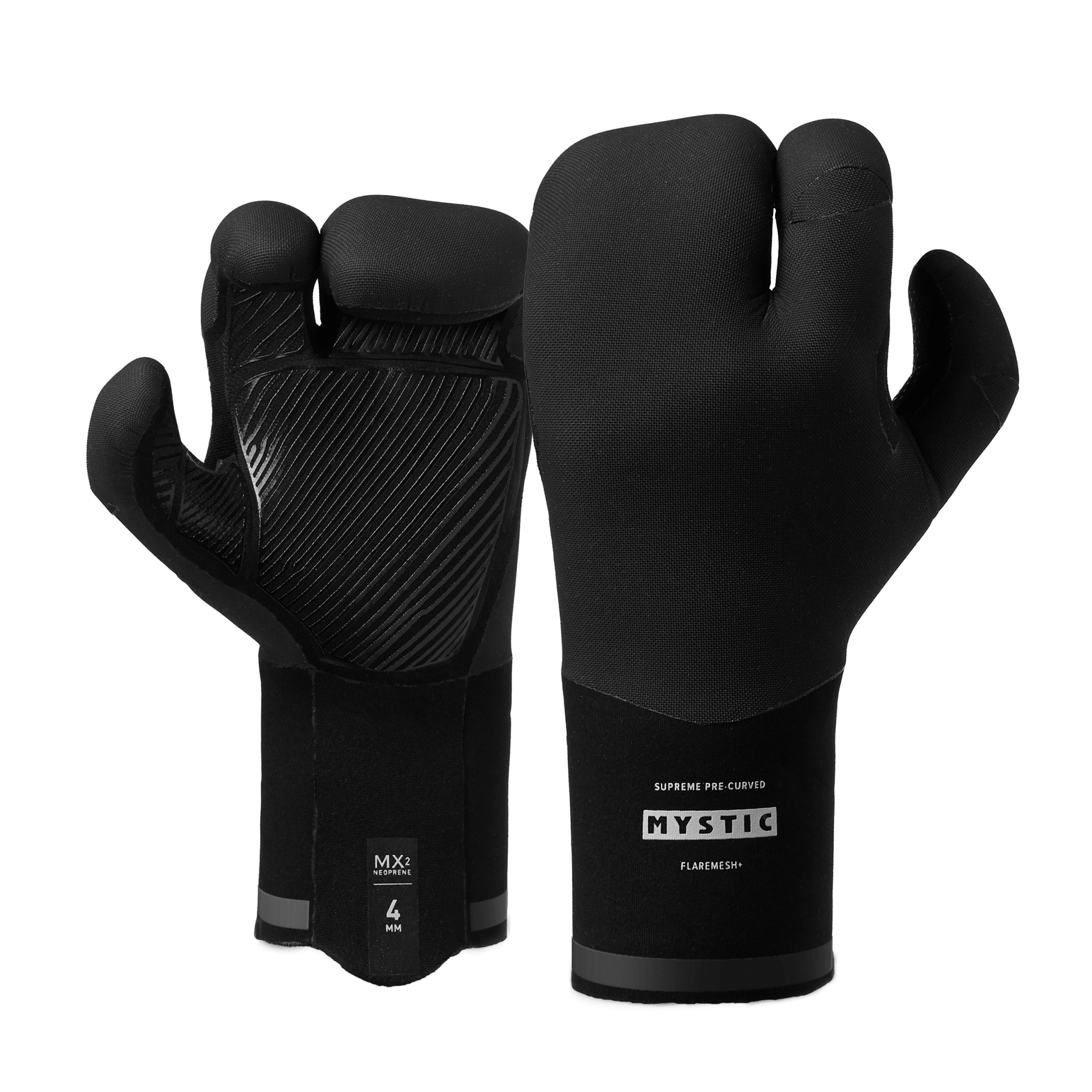 Mystic - Supreme Glove 4mm Lobster Precurved - WIND - Black - 2026 - The Kitesurf Centre
