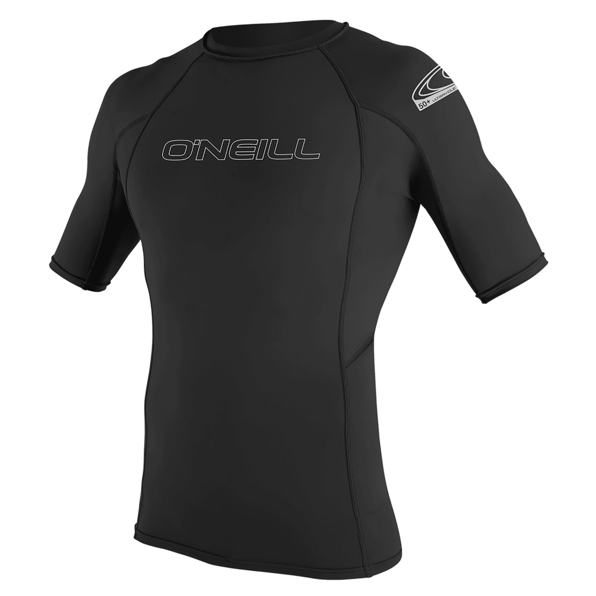 O'Neill Men's Basic Skins Short Sleeve Rash Guard — Black (002) — front