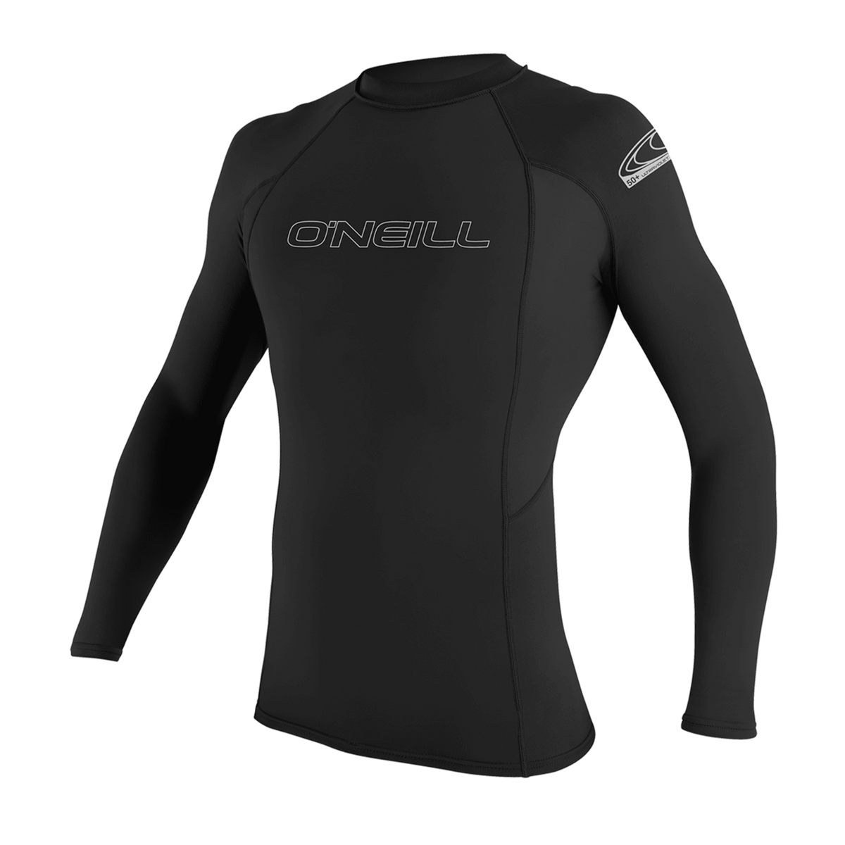 O'Neill Men's Basic Skins Long Sleeve Rash Guard — Black (002) — front