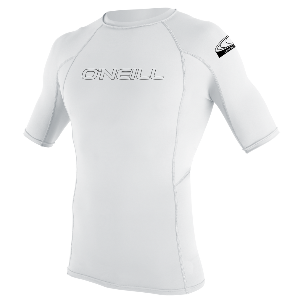 O'Neill Youth Basic Skins Short Sleeve Rash Guard — White (025) — front