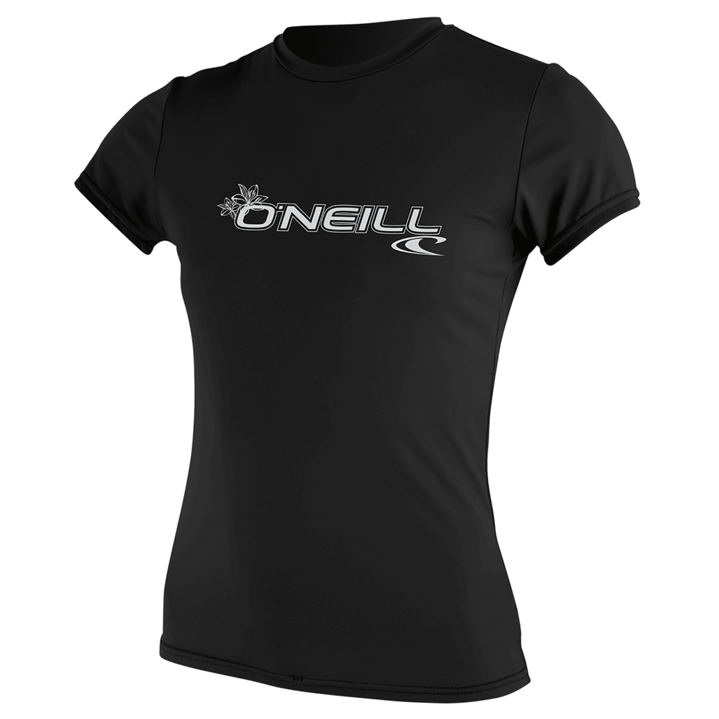 O'Neill Women's Basic Skins Short Sleeve Sun Shirt — Black (002) — front