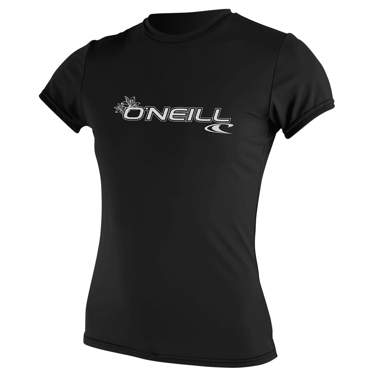 O'Neill Women's Basic Skins Short Sleeve Sun Shirt — Black (002) — front