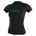O'Neill Women's Basic Skins Short Sleeve Rash Guard — Black (002) — front