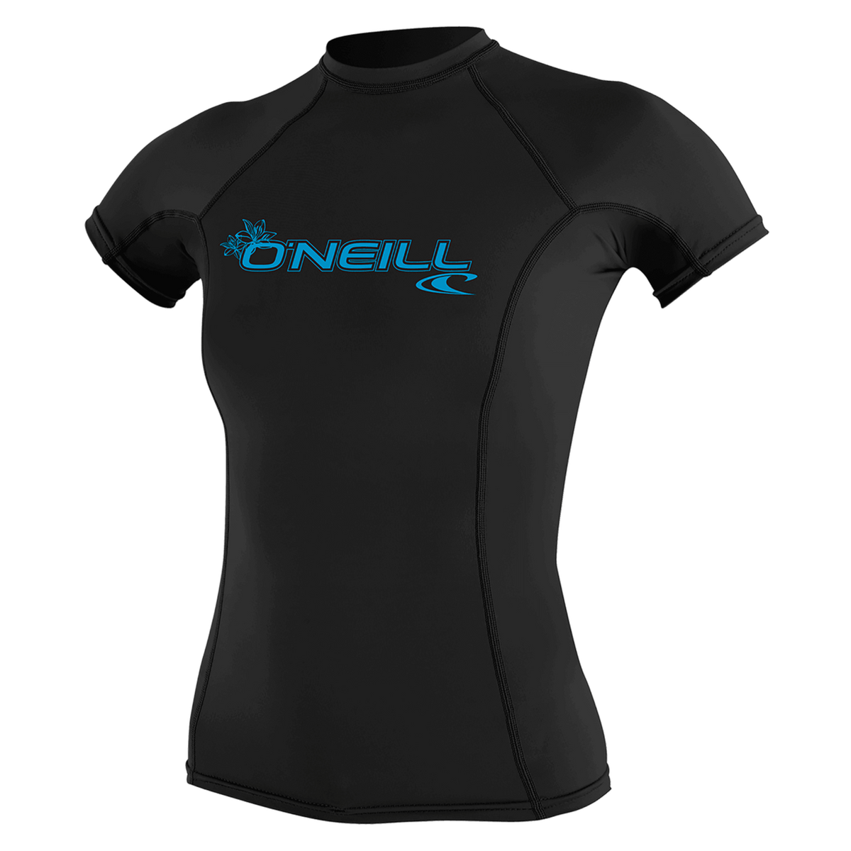 O'Neill Women's Basic Skins Short Sleeve Rash Guard — Black (002) — front
