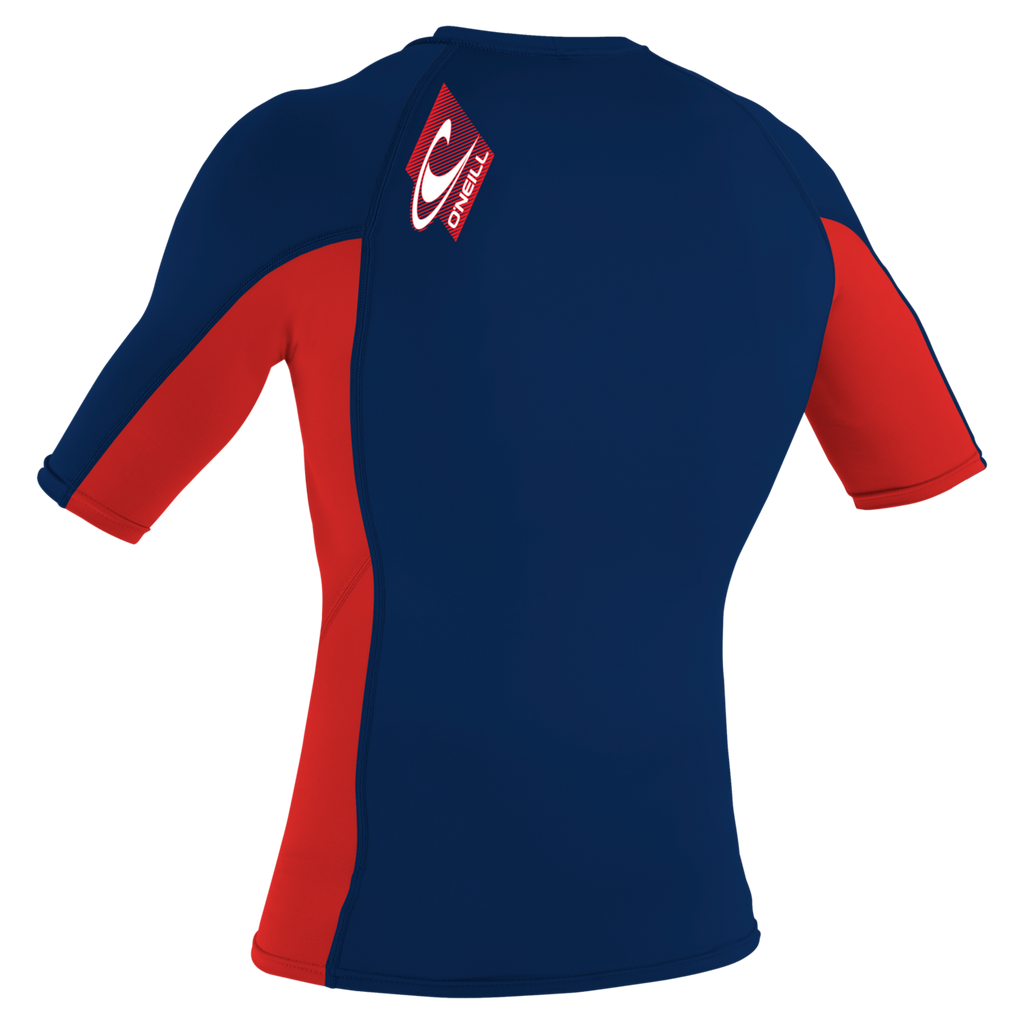 O'Neill Youth Premium Skins Short Sleeve Rash Guard — Navy/Red/Navy (IM2) — additional view