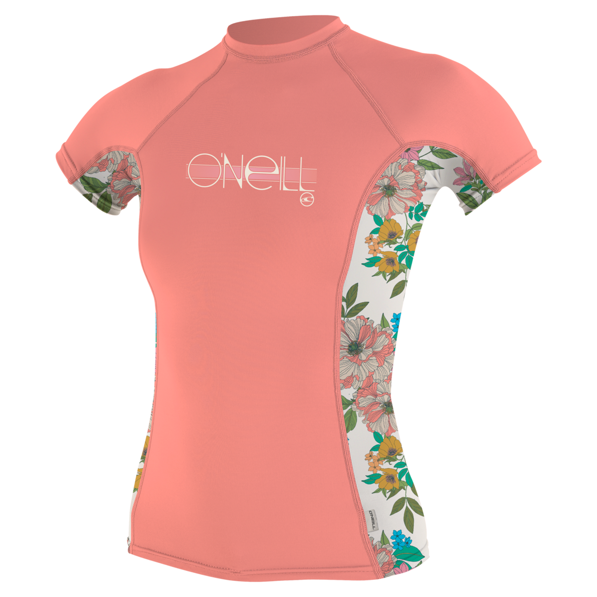 O'Neill Girls Premium Skins Short Sleeve Rash Guard — Desflwr/Caraflor/Desflwr (IM9) — front