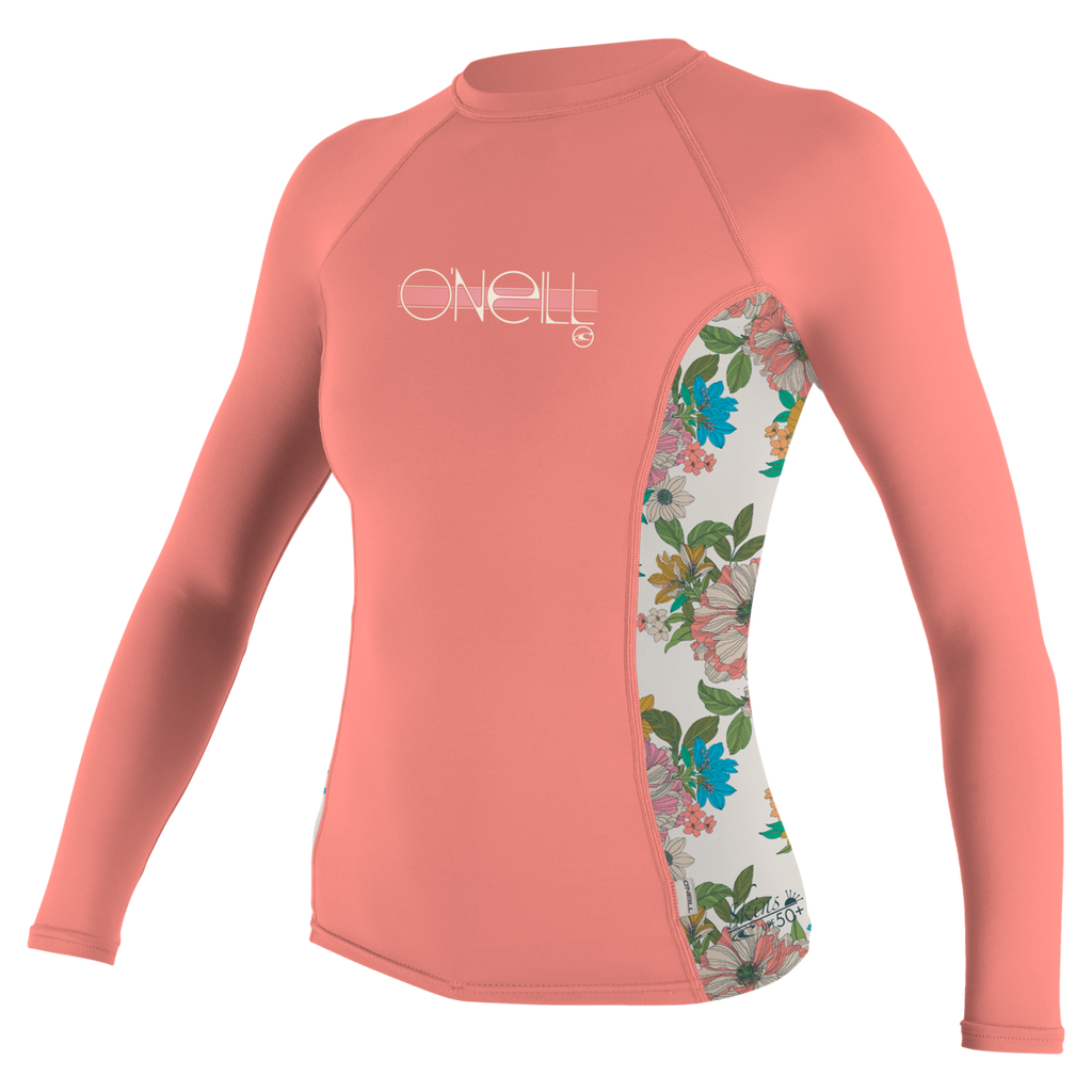 O'Neill Girls Premium Skins Long Sleeve Rash Guard — Desflwr/Caraflor/Desflwr (IM9) — front