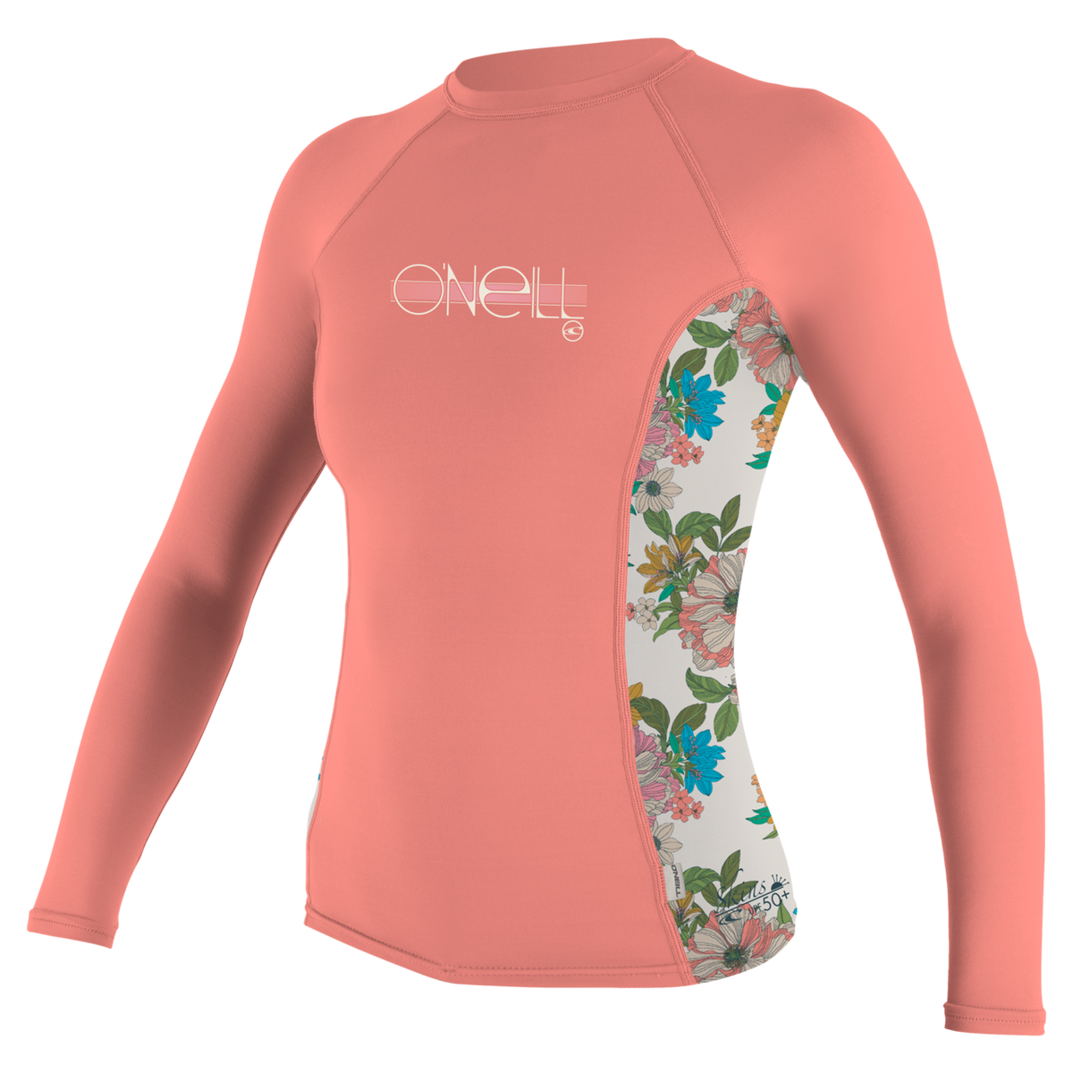 O'Neill Girls Premium Skins Long Sleeve Rash Guard — Desflwr/Caraflor/Desflwr (IM9) — front