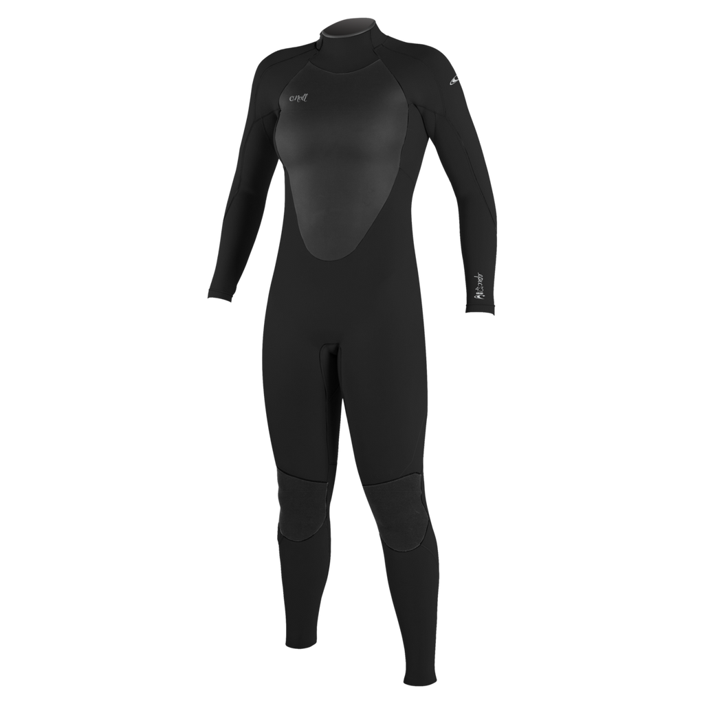 O'Neill Women's Epic 4/3mm Back Zip Full Wetsuit — Black/Black/Black (A05) — front