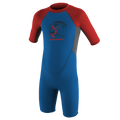 O'Neill Toddler Reactor-2 2mm Back Zip Short Sleeve Spring - Boys Wetsuit — Ocean/Graphite/Red (EJ9) — front