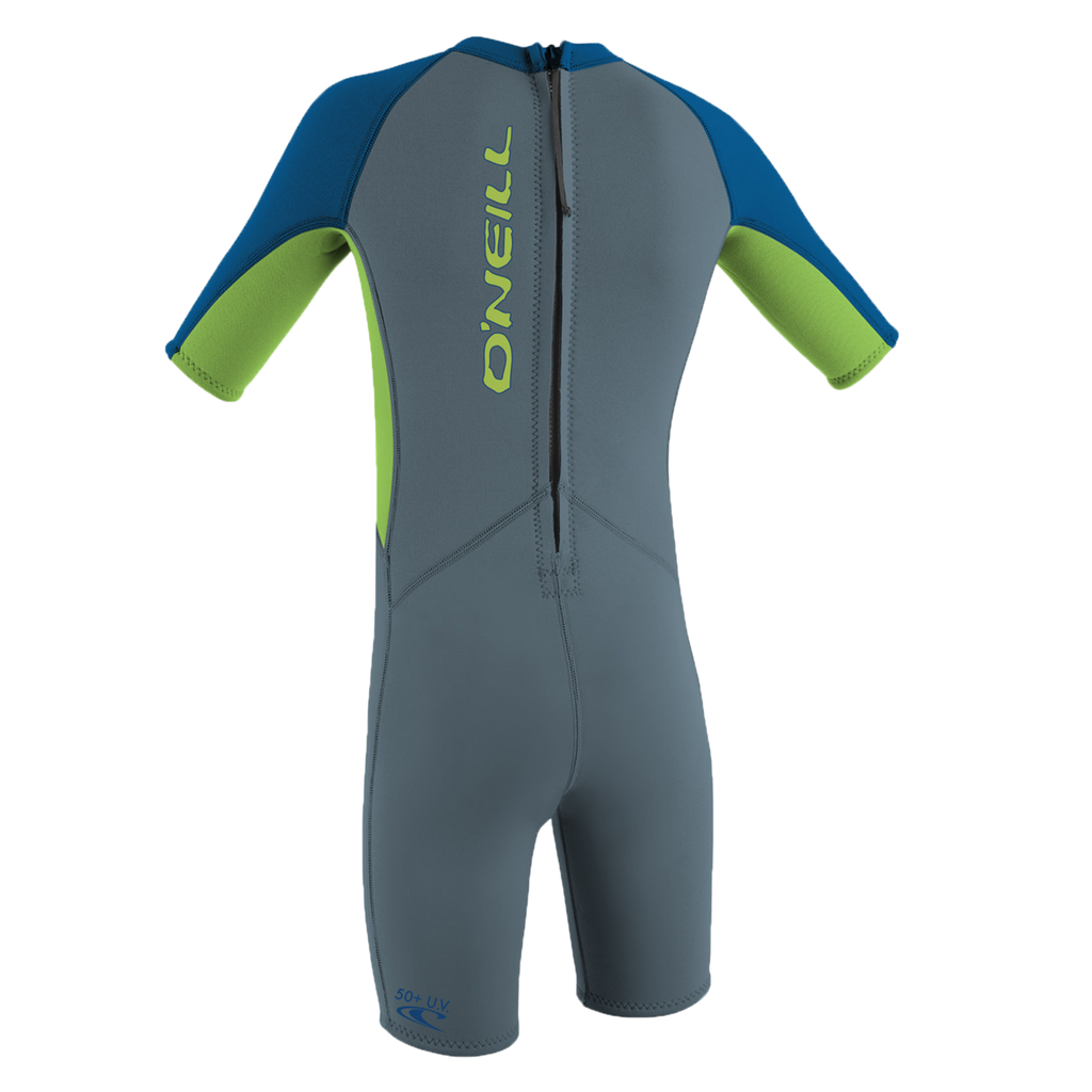 O'Neill Toddler Reactor-2 2mm Back Zip Short Sleeve Spring - Boys Wetsuit — Graphite/Dayglow/Ocean (FX6) — additional view