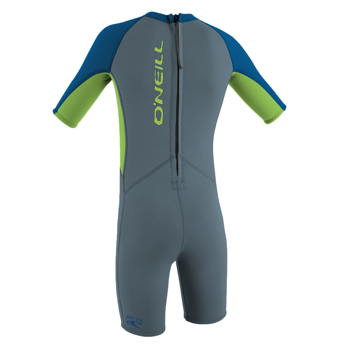 O'Neill Toddler Reactor-2 2mm Back Zip Short Sleeve Spring - Boys Wetsuit — Graphite/Dayglow/Ocean (FX6) — additional view