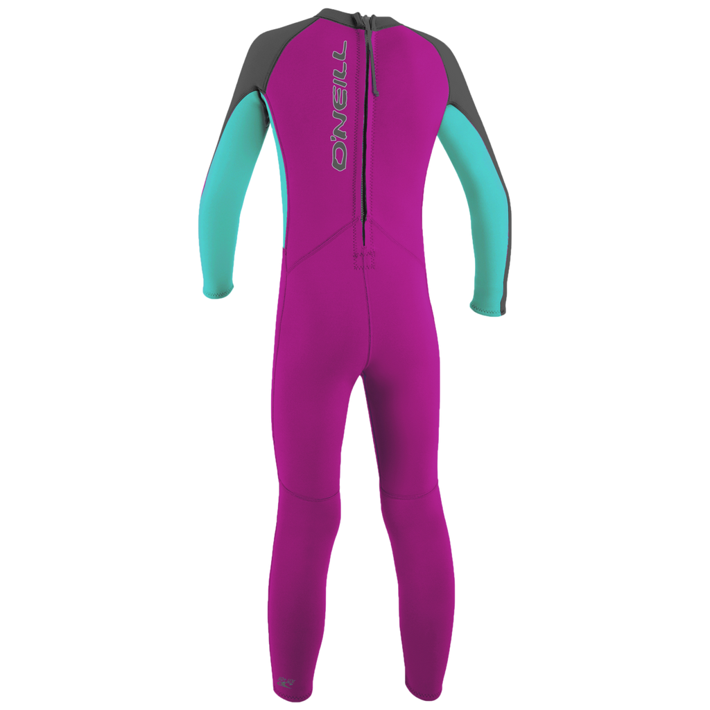 O'Neill Toddler Reactor-2 2mm Back Zip Full - Girls Wetsuit — Berry/Lightaqua/Graphite (DR8) — additional view