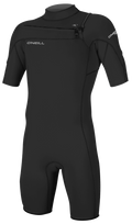 O'Neill Men's Hammer 2mm Chest Zip Short Sleeve Spring Wetsuit — Black/Black/Black (A05) — front
