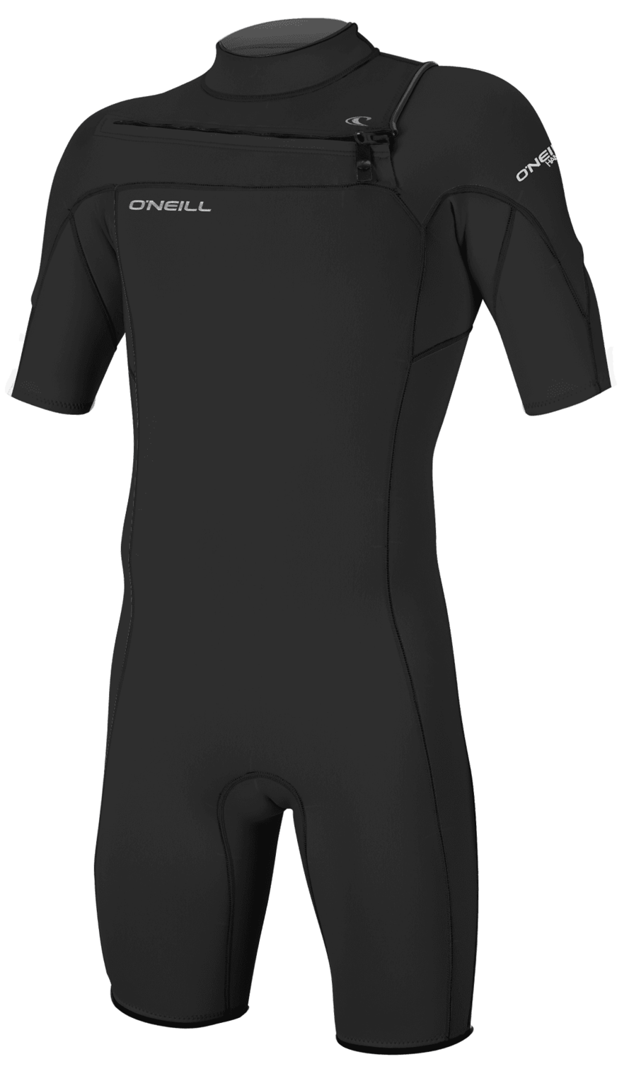 O'Neill Men's Hammer 2mm Chest Zip Short Sleeve Spring Wetsuit — Black/Black/Black (A05) — front