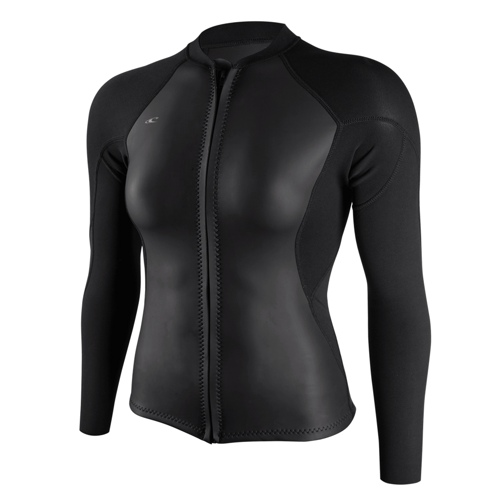 O'Neill Women's Bahia 1/0.5mm Full-Zip Jacket — Glideblack/Black/Black (FQ9) — front