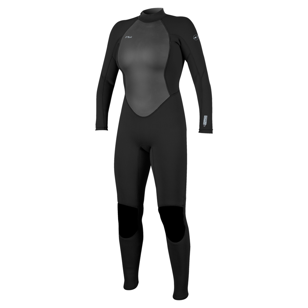 O'Neill Women's Reactor-2 3/2mm Back Zip Full Wetsuit — Black/Black (A00) — front