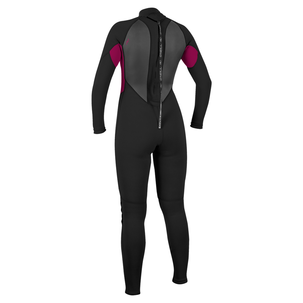 O'Neill Women's Reactor-2 3/2mm Back Zip Full Wetsuit — Black/Punkpnk (J18) — additional view