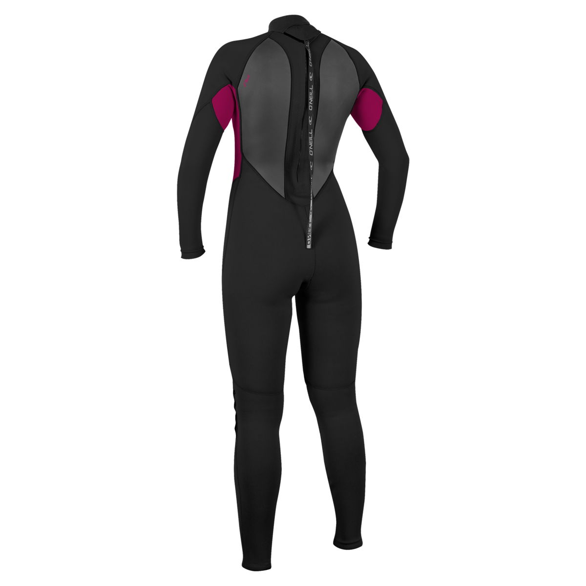 O'Neill Women's Reactor-2 3/2mm Back Zip Full Wetsuit — Black/Punkpnk (J18) — additional view