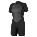 O'Neill Women's Reactor-2 2mm Back Zip Short Sleeve Spring Wetsuit — Black/Black (A00) — front