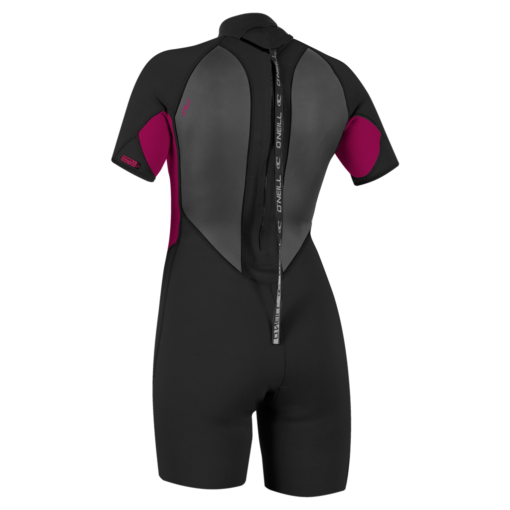 O'Neill Women's Reactor-2 2mm Back Zip Short Sleeve Spring Wetsuit — Black/Punkpnk (J18) — additional view