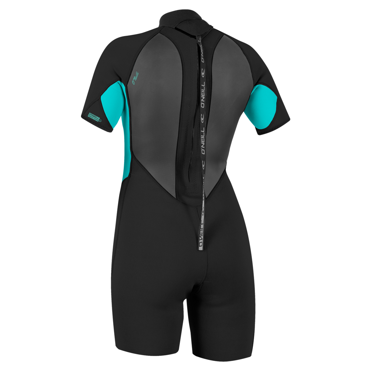 O'Neill Women's Reactor-2 2mm Back Zip Short Sleeve Spring Wetsuit — Black/Light Aqua (Z94) — additional view