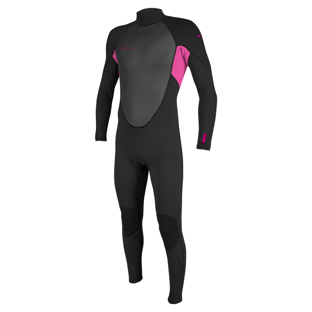 O'Neill Youth Reactor-2 3/2mm Back Zip Full Wetsuit — Black/Berry (C09) — front
