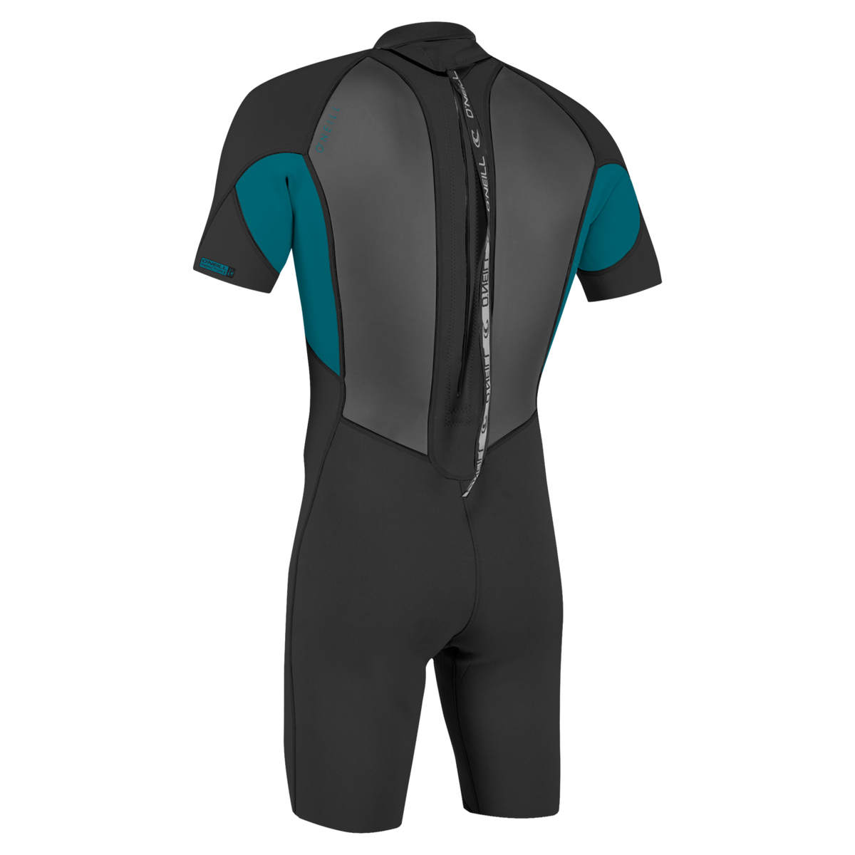O'Neill Youth Reactor-2 2mm Back Zip Short Sleeve Spring Wetsuit — Black/Tide Pool (HJ5) — additional view