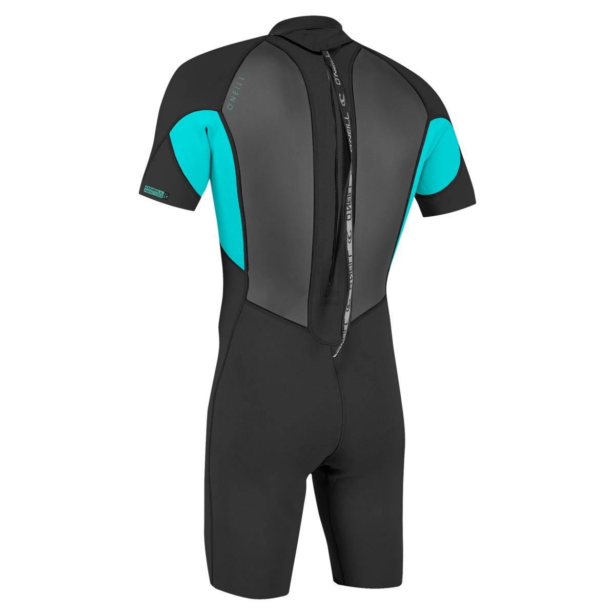 O'Neill Youth Reactor-2 2mm Back Zip Short Sleeve Spring Wetsuit — Black/Light Aqua (Z94) — additional view