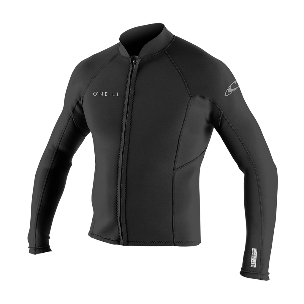 O'Neill Men's Reactor-2 1.5mm Front Zip Jacket — Black/Black (A00) — front