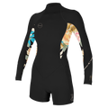 O'Neill Women's Bahia 2/1mm Back Zip Long Sleeve Spring Wetsuit — Black/Mikahfloral/Black (IJ7) — front