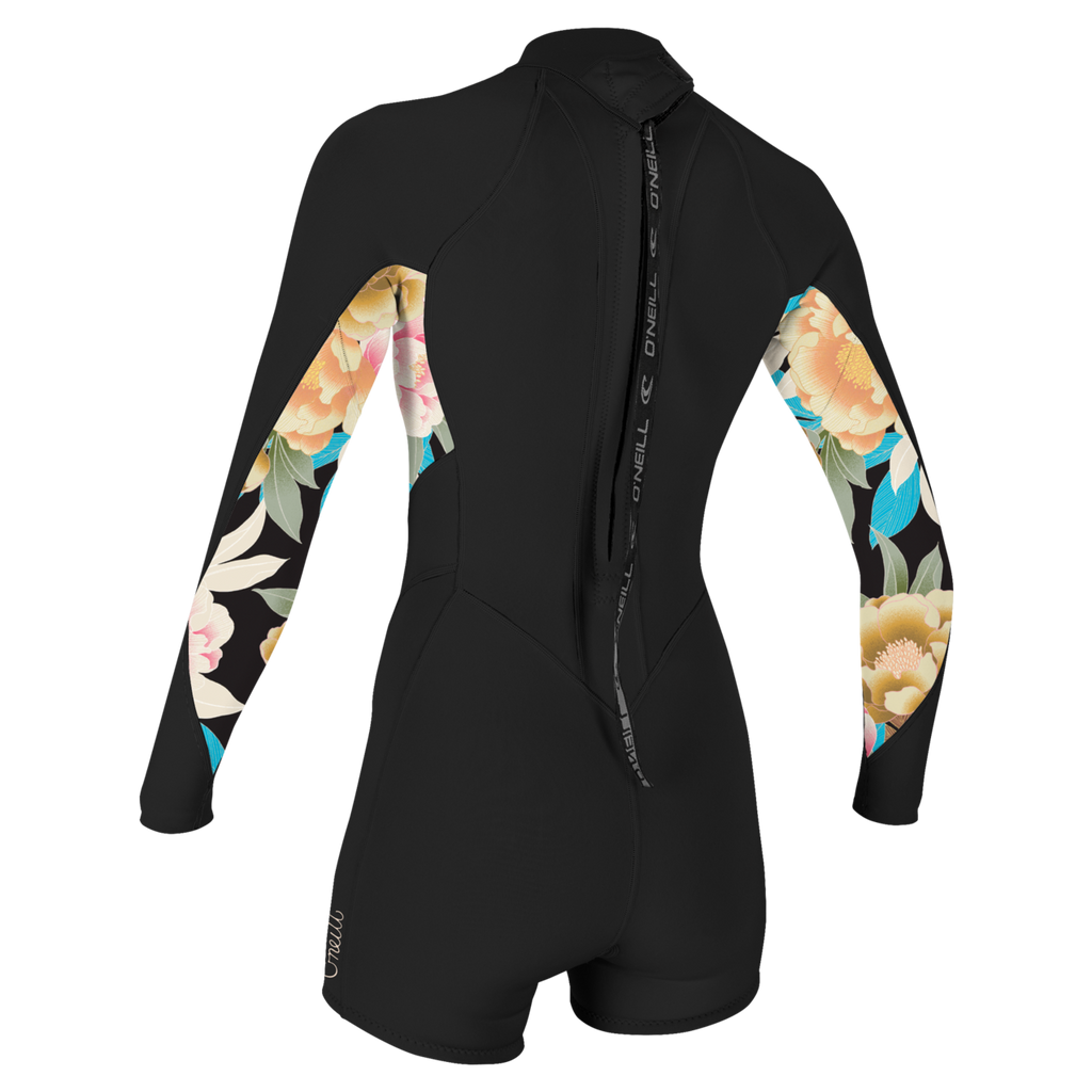 O'Neill Women's Bahia 2/1mm Back Zip Long Sleeve Spring Wetsuit — Black/Mikahfloral/Black (IJ7) — additional view