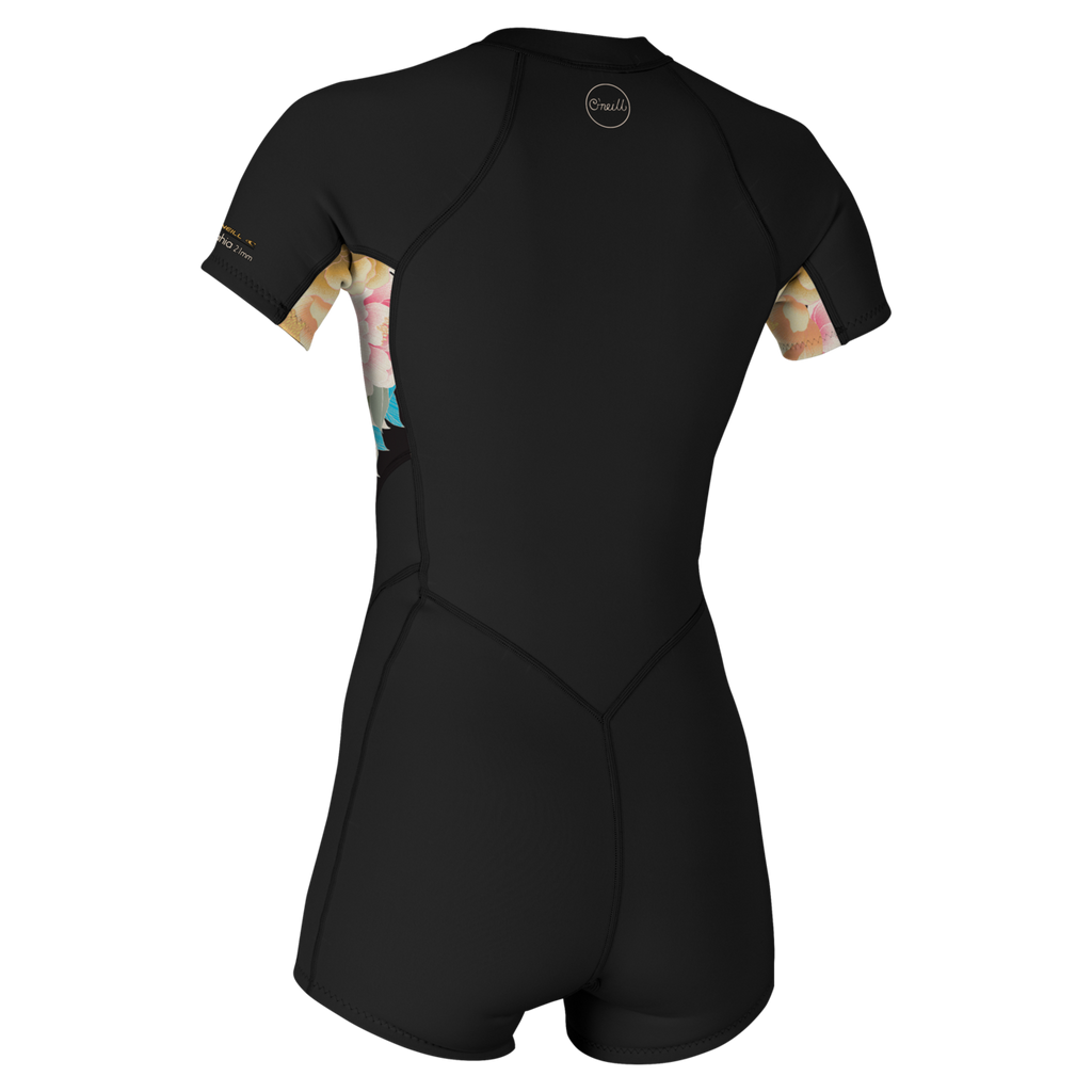 O'Neill Women's Bahia 2/1mm Front Zip Short Sleeve Spring Wetsuit — Black/Mikahfloral/Black (IJ7) — additional view