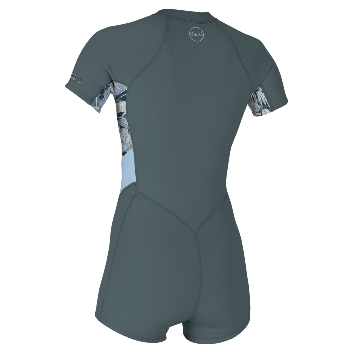 O'Neill Women's Bahia 2/1mm Front Zip Short Sleeve Spring Wetsuit — Shde/Palmenotrop/Fadedenim (IJ8) — additional view
