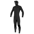 O'Neill Men's Hyperfreak 5/4mm+ Chest Zip with Hood Wetsuit — Black/Black (A00) — front